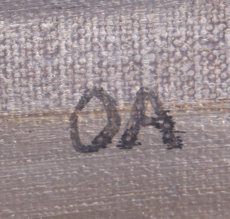 OLLE AGNELL, olja på pannå. Monogramsign.