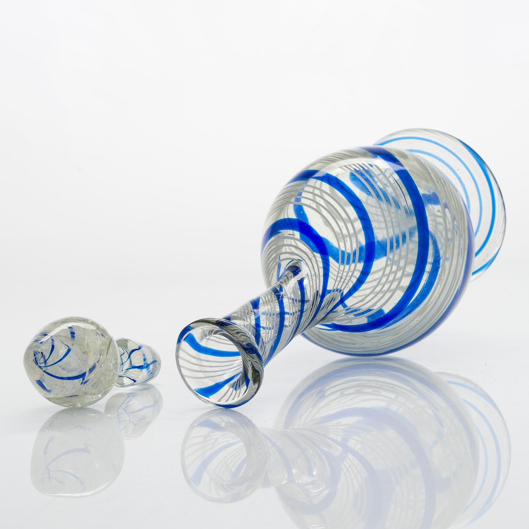 A ca 1860s filigree glass decanter from Nuutajärvi Finland.