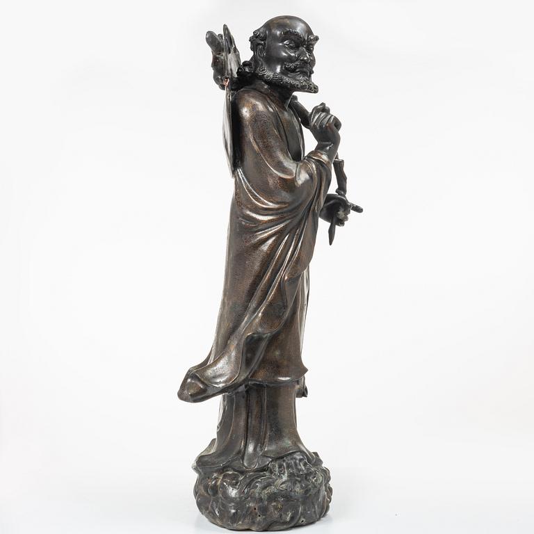 A large Japanese bronze figure of a Rakan, Meiji (1868-1912).
