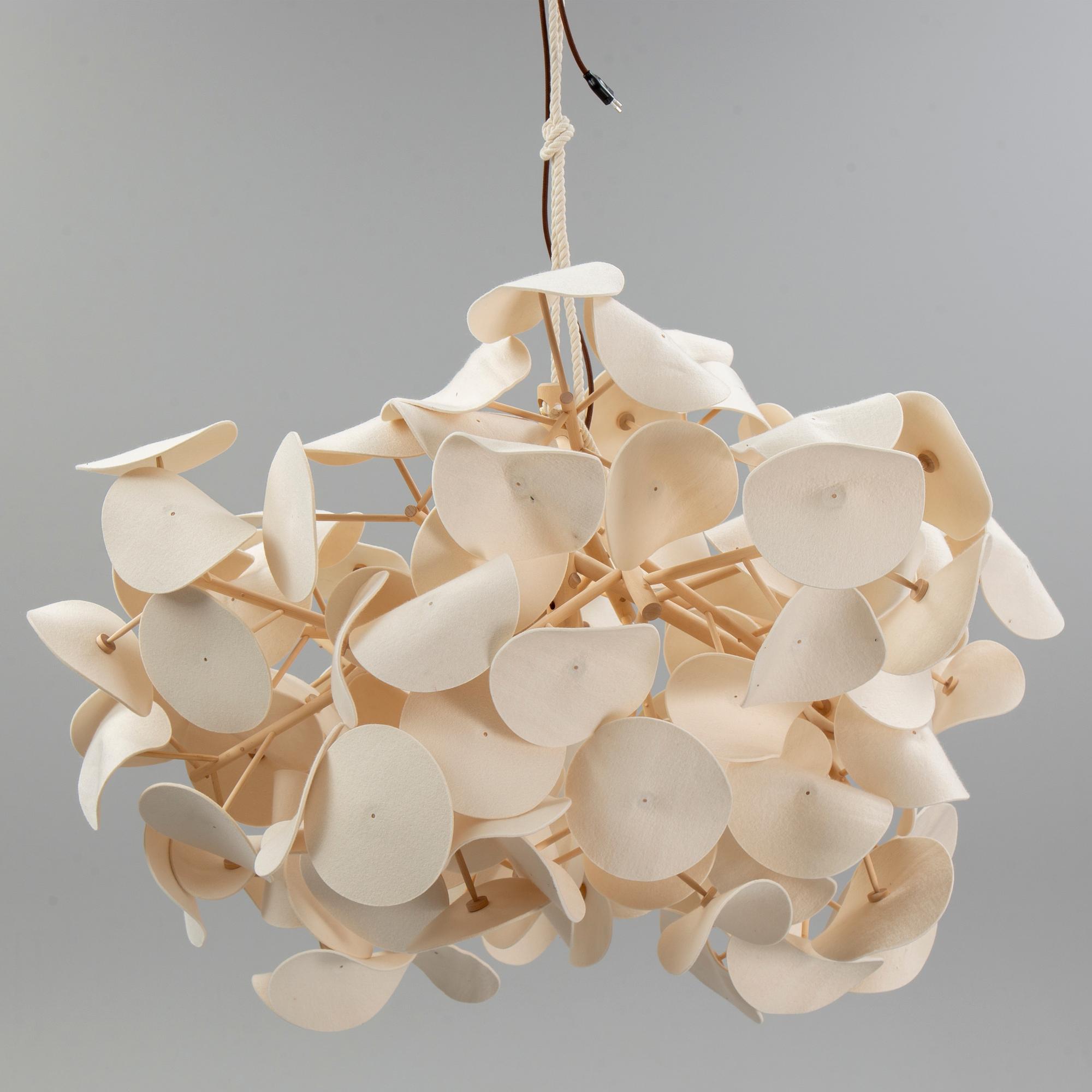 A contemporary birch and wool 'Leaf lamp' by Peter Schumacher, Green Furniture Concept.