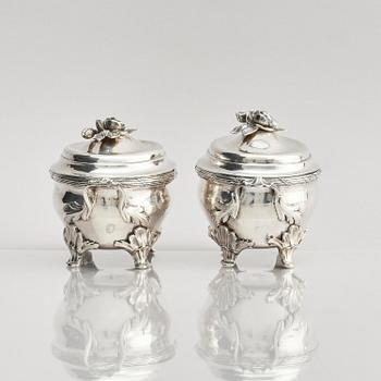 A pair of Swedish 18th century silver sugar bowls, marks of Henrik Wittkopf the younger and Pehr Zethelius, Stockholm.