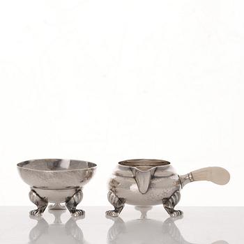 Georg Jensen, mocca-servis, 3 delar "Magnolia/Blossom", Köpenhamn 1933-44, sterling.