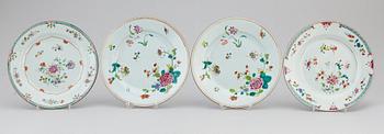 A group of 11 famille rose plates, Qing dynasty, Qianlong (1736-95).