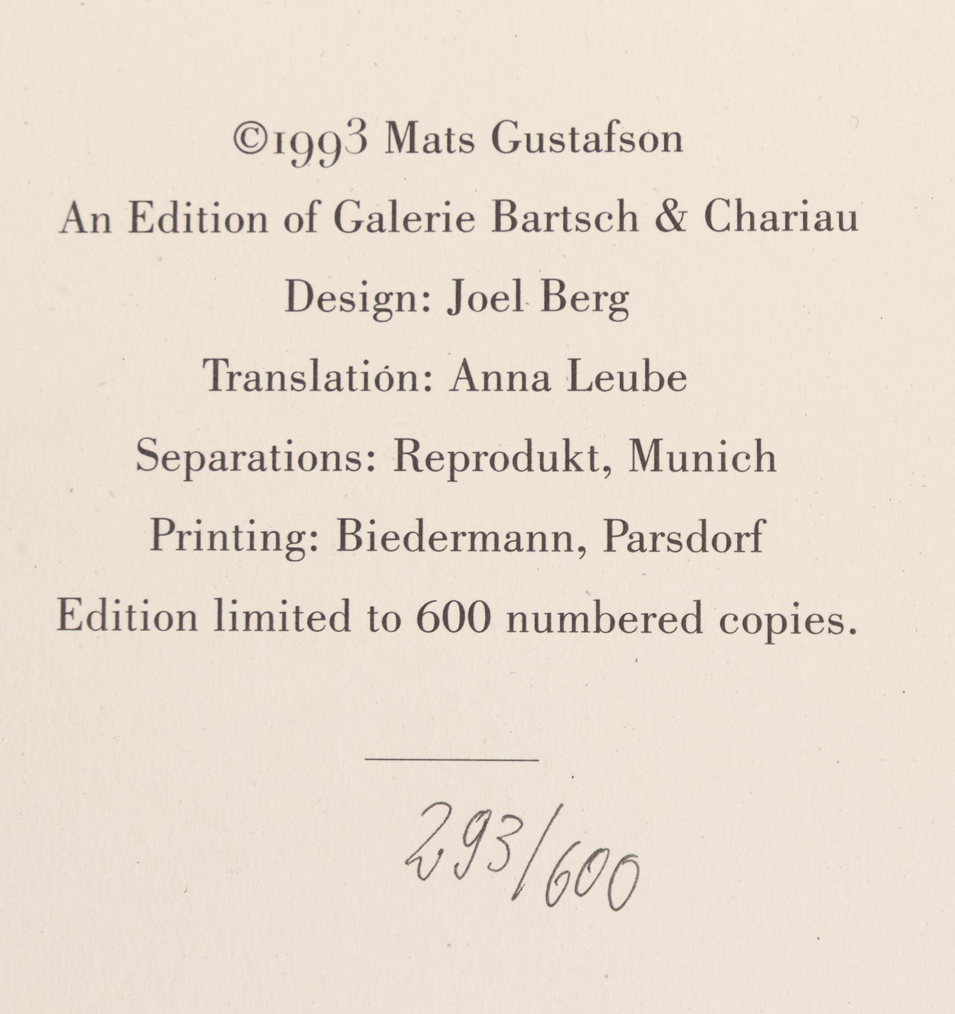 Mats Gustafson, "Watercolours", häfte utgivet av Galerie Bartsch & Chariau, München, 1993. Numrerad 293/600.