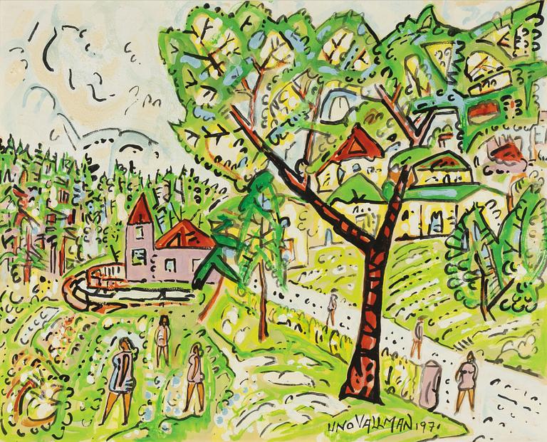 Uno Vallman, Summer Landscape with Figures Outside the City.