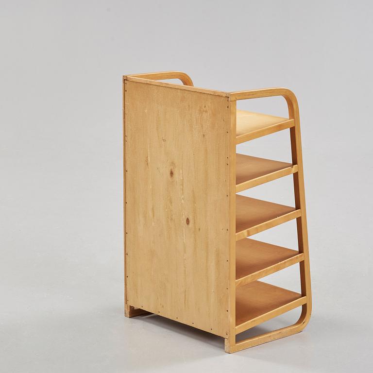 An Alvar Aalto birch shelf, made on license by Aalto Design Hedemora Sweden 1946-56, for Artek.