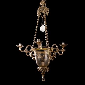 A late 19th Century glass chandelier.