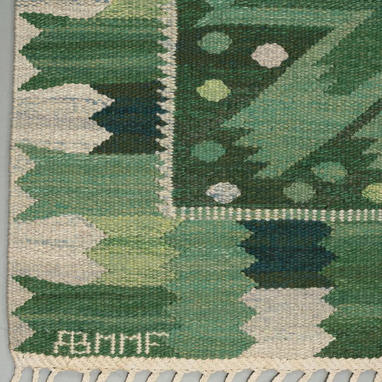 Barbro Nilsson, A CARPET, "Nejlikan grön", flat weave, ca 276,5 x 214,5 cm, signed AB MMF BN.