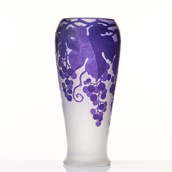Karl Lindeberg, an Art Nouveau cameo glass vase, Kosta Sweden.