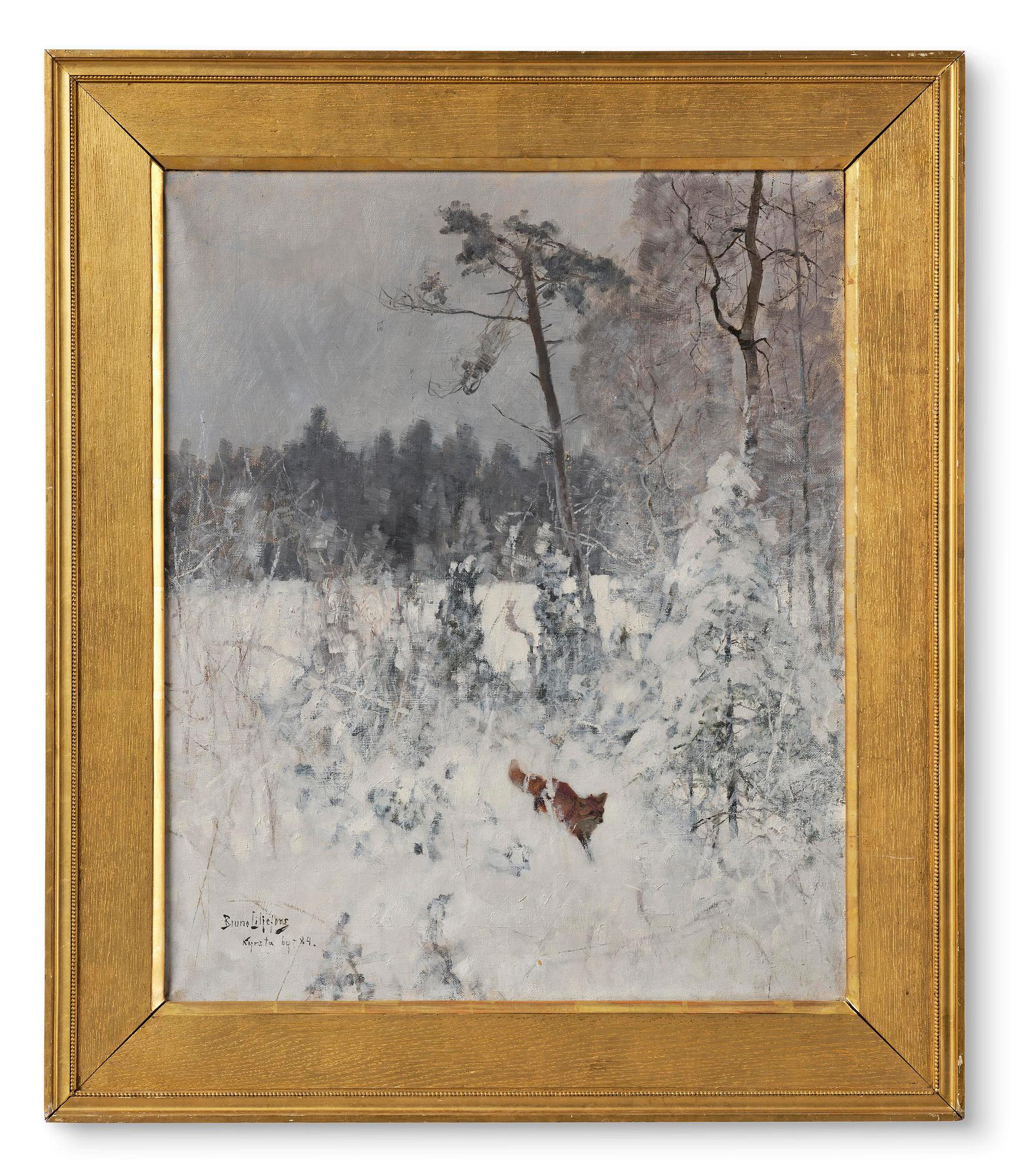 Bruno Liljefors, Fox in a winter landscape.