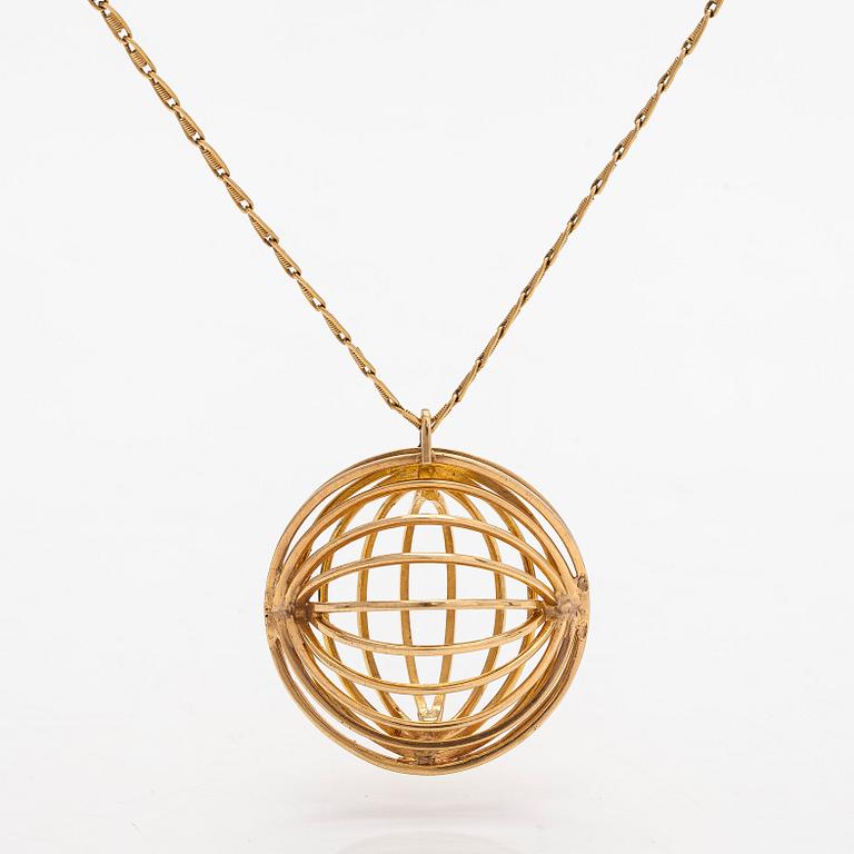 Korusetti, 3 osaa, riipus, rannekoru, korvakorut, 14K kultaa. A. Tillander, Helsinki.