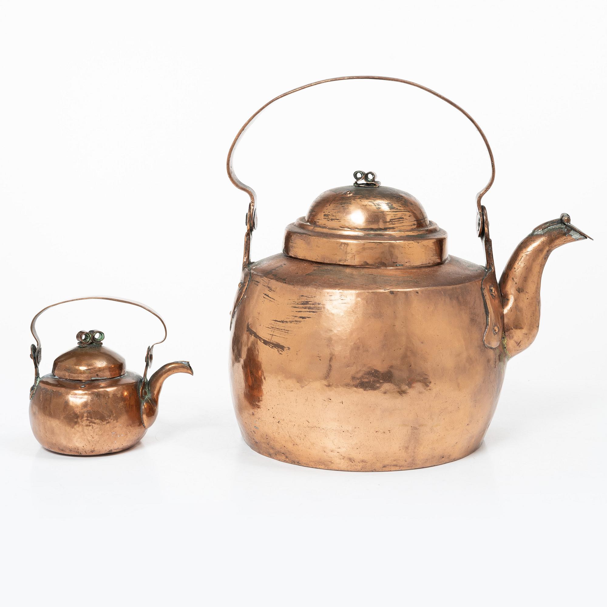 Coffee pots, 2 pcs, copper, Sweden, 18th/19th century.