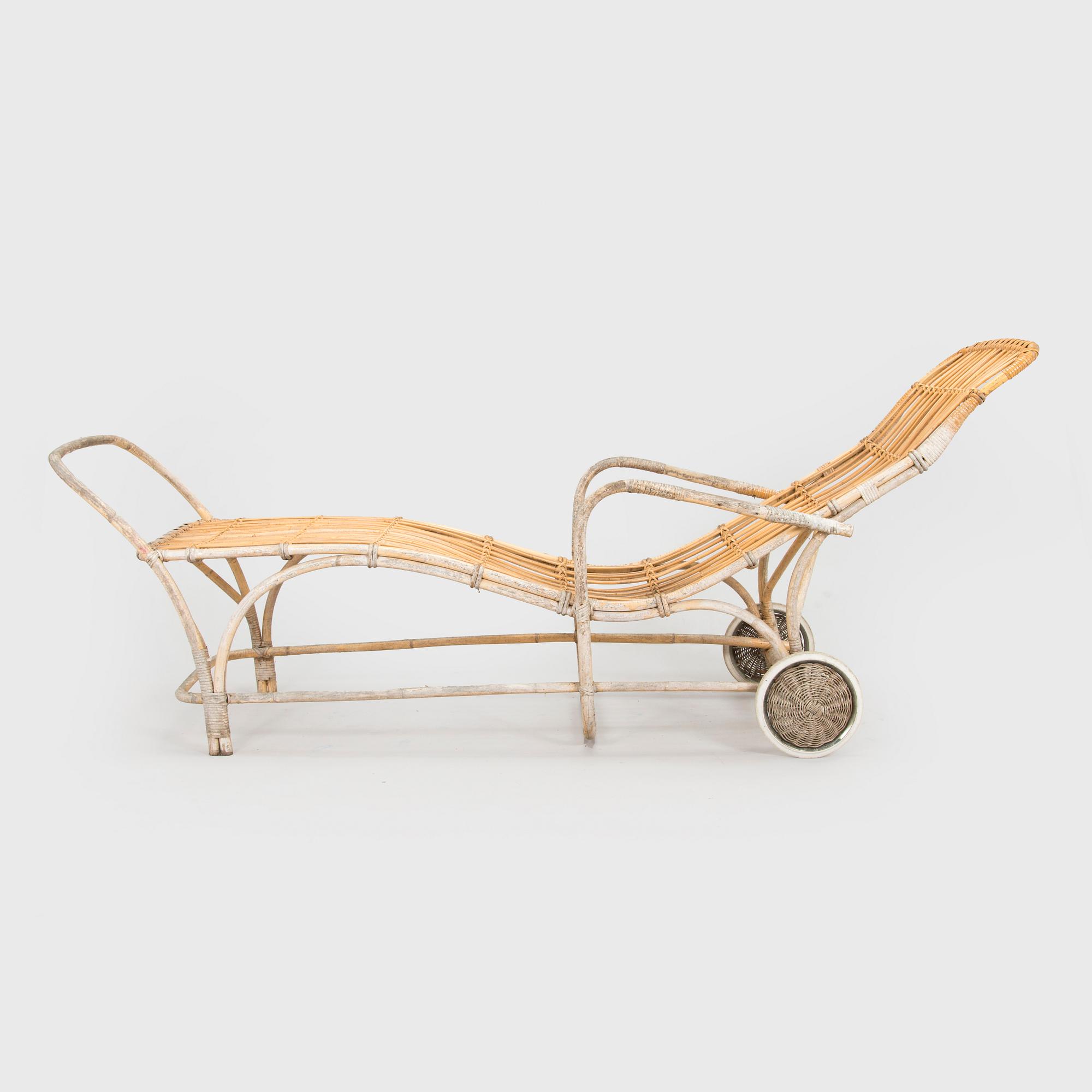 Aino Aalto, puutarhatuoli / aurinkotuoli, malli 374, jälleenmyyjä Artek, 1957.