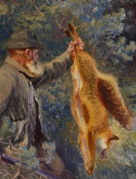 Bruno Liljefors, Hunter with shot fox.