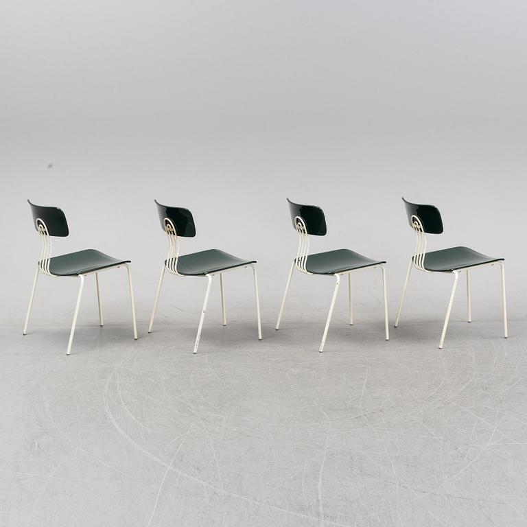 Sigurd Persson, a set of four '502' chairs, Åry Stålmöbler, Örsjö, circa 1970.