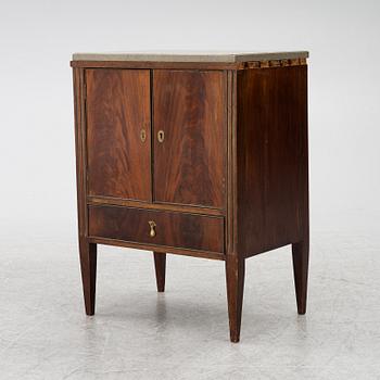 A late Gustavian bedside table, Sweden, late 18th century.