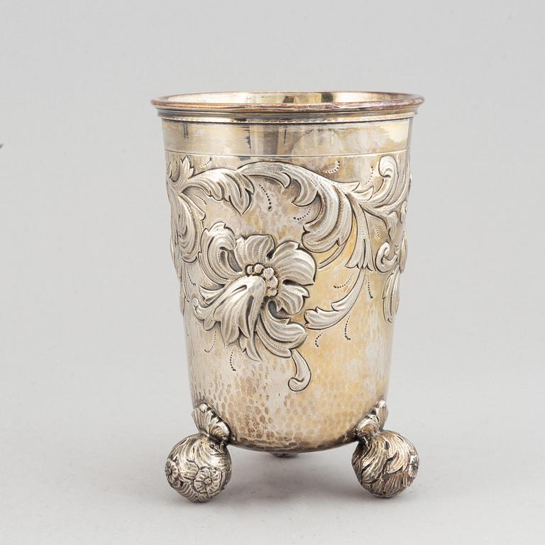 CG Hallberg, a baroque style silver beaker,  Stockholm 1948.