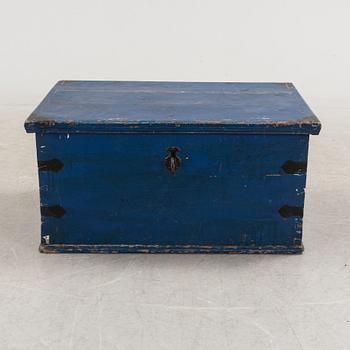 A painted pine chest, 19th Century.
