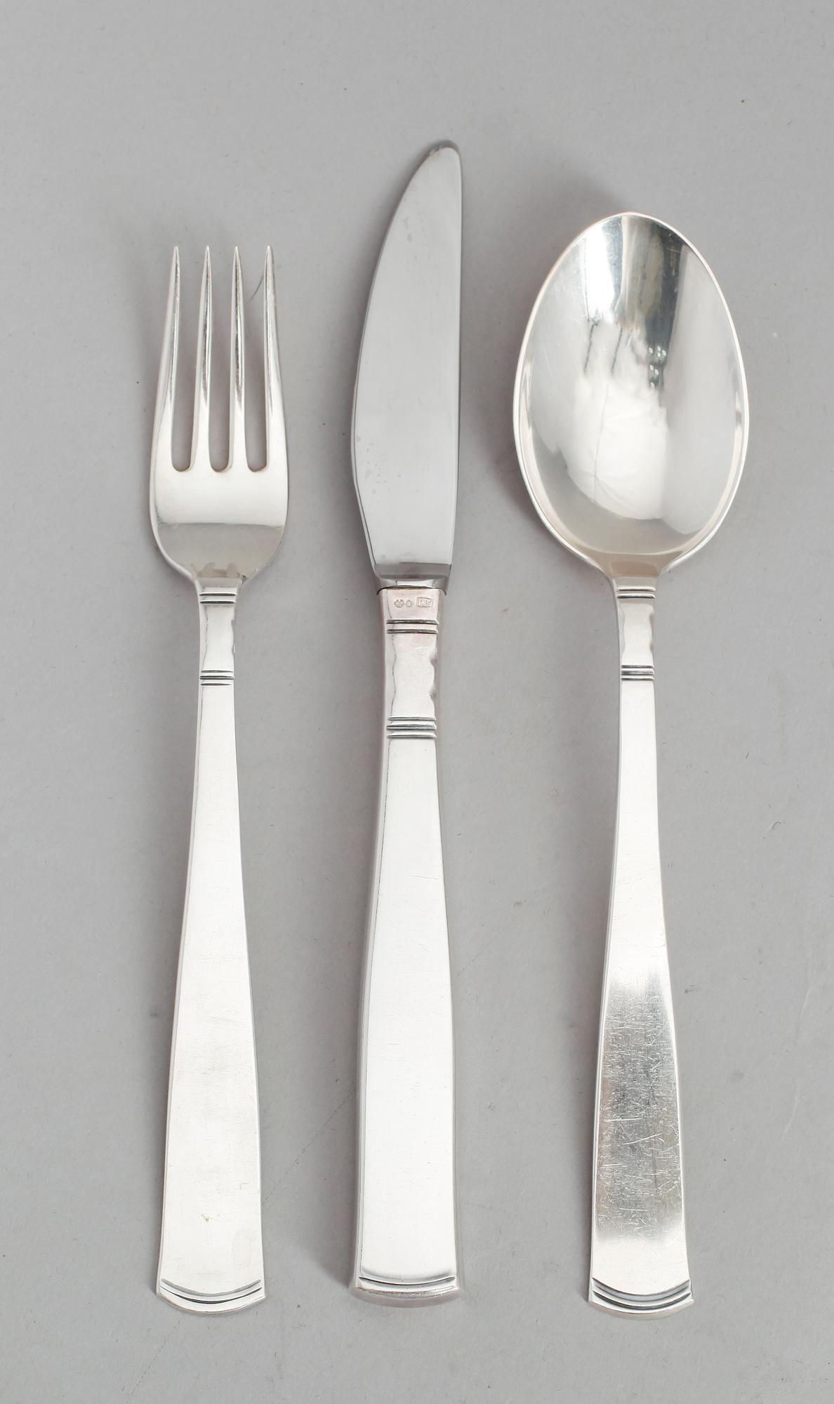BESTICK, 36 delar, silver, Rosenholm, GAB, Stockholm 1960-/70-tal. Vikt med stålblad ca 1762 gram.
