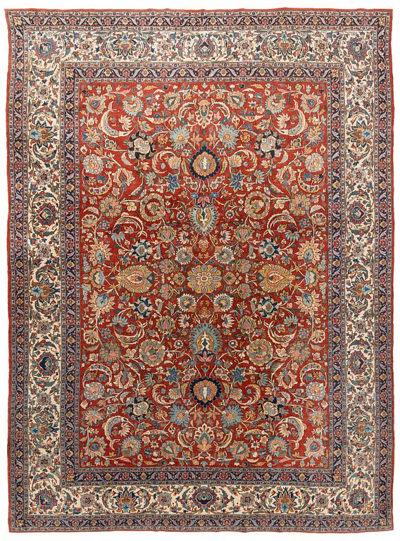 A carpet, semi-antique, Qum, ca 433 x 323 cm.