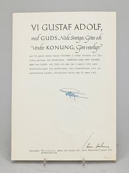 KUNGLIGA DOKUMENT, 4 st, Konung Gustaf VI Adolf av Sverige egenhändiga namnteckning, Stockholms slott 1950-60-tal.