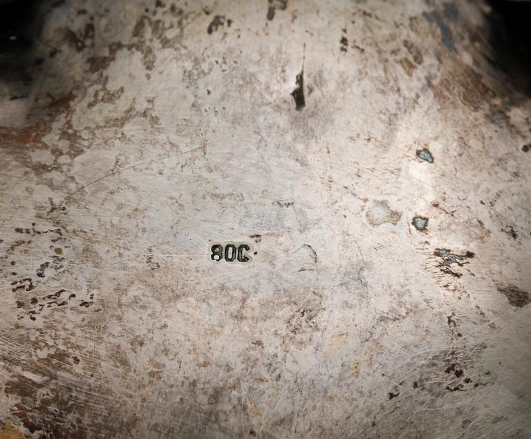 KAFFESERVIS, silver, rokokostil, 1900-talets första hälft, tot vikt 1470.