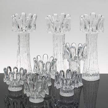 GÖRAN WÄRFF, LJUSSTAKAR, glas, 8 st, "Sunflower", Kosta.