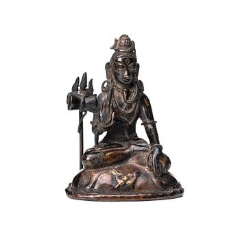 A seated bronze figure of a Hindu Mahayogi Shiva, Nepal, 20th Century.