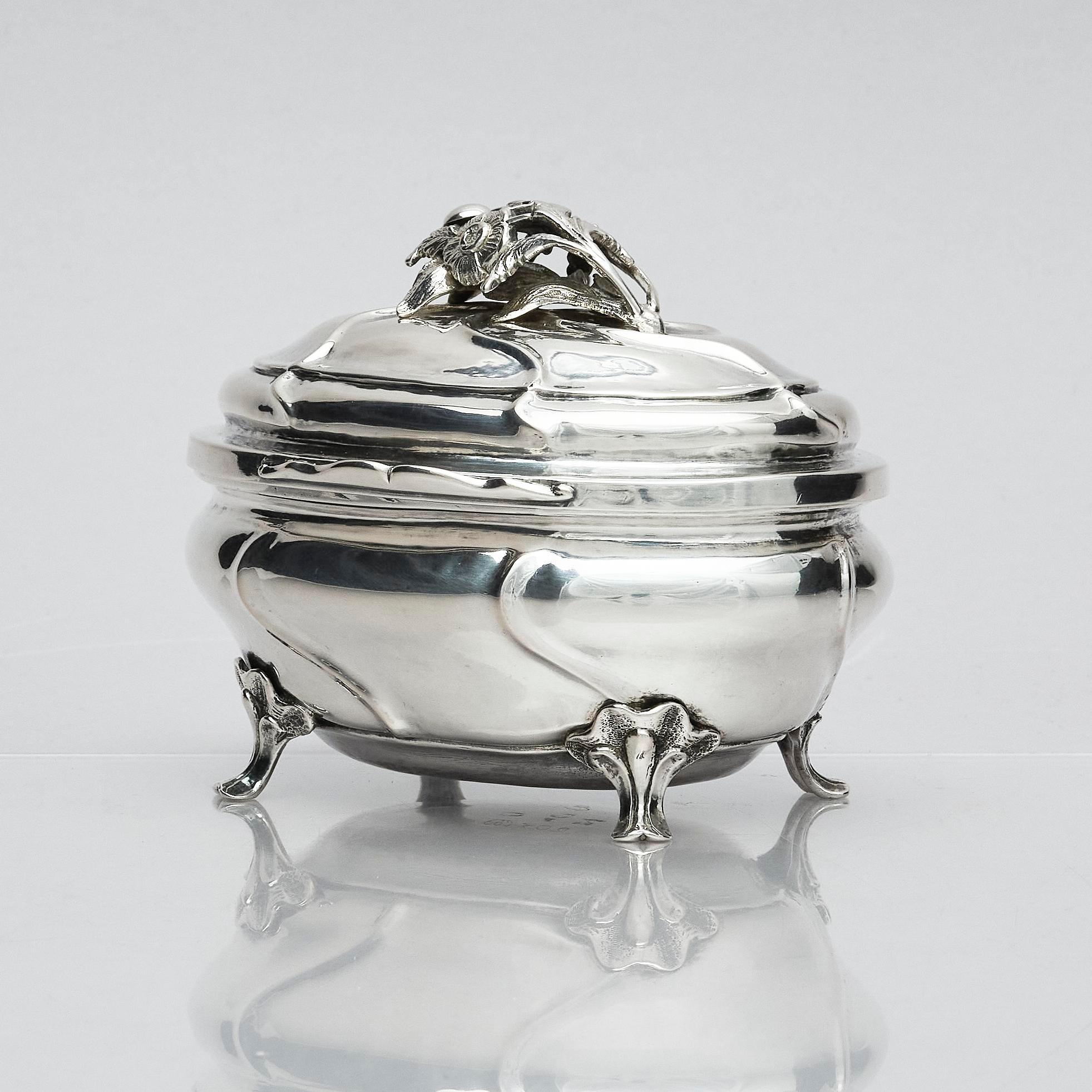 A Swedish Rococo 18th Century silver sugar-casket, marks of Petter Davidsson, Norrköping 1750.