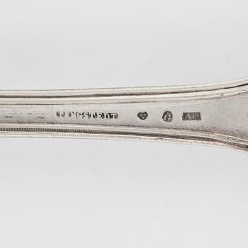 Gafflar, 6 st och ragusked, modell "Adlerstråhle", bl.a. Carl Tengstedt, Göteborg, 1855.