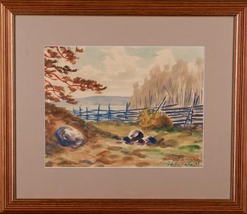 DANIEL JOHANNES PESU, akvarell, signerad och daterad 43 Sortavala.