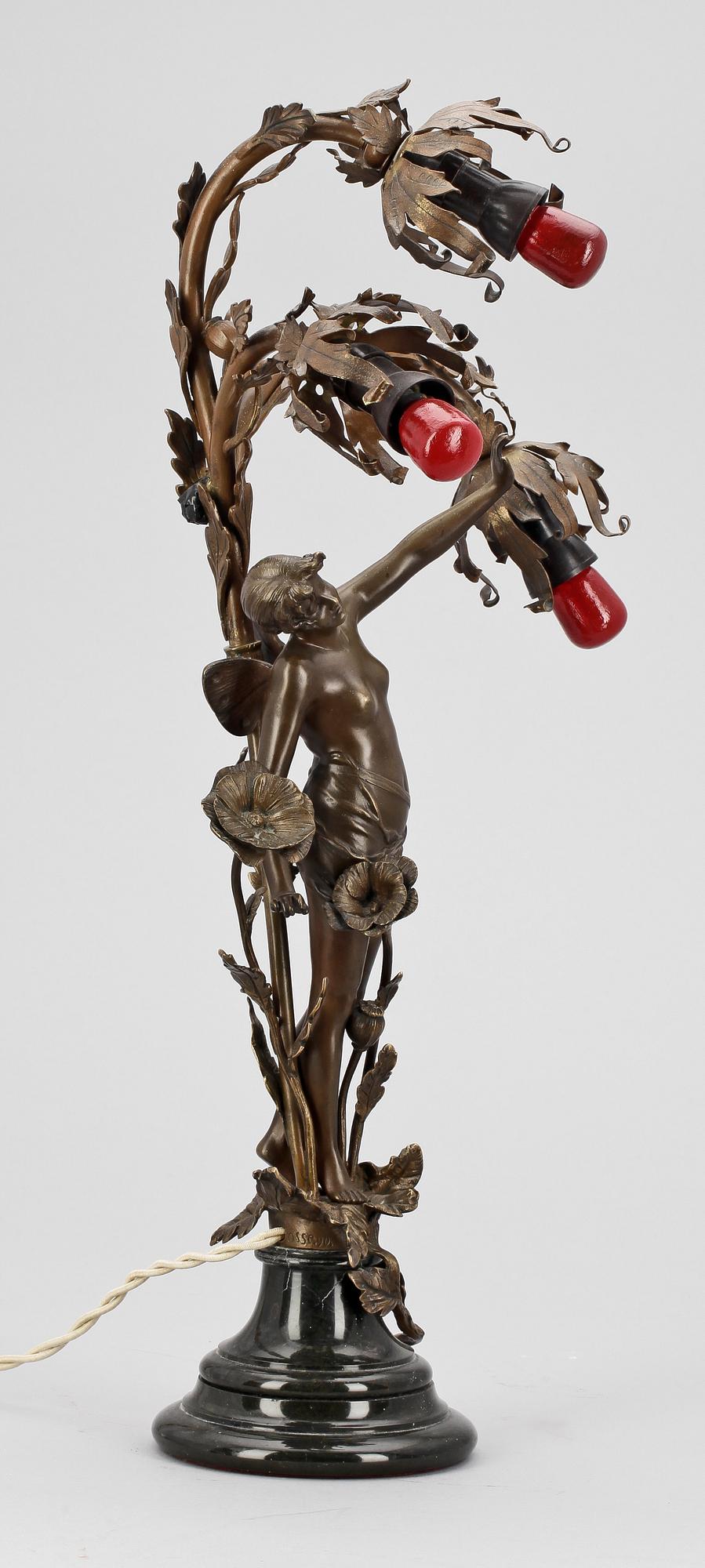 BORDSLAMPA, brons och mässing, jugend, 1900-talets början.