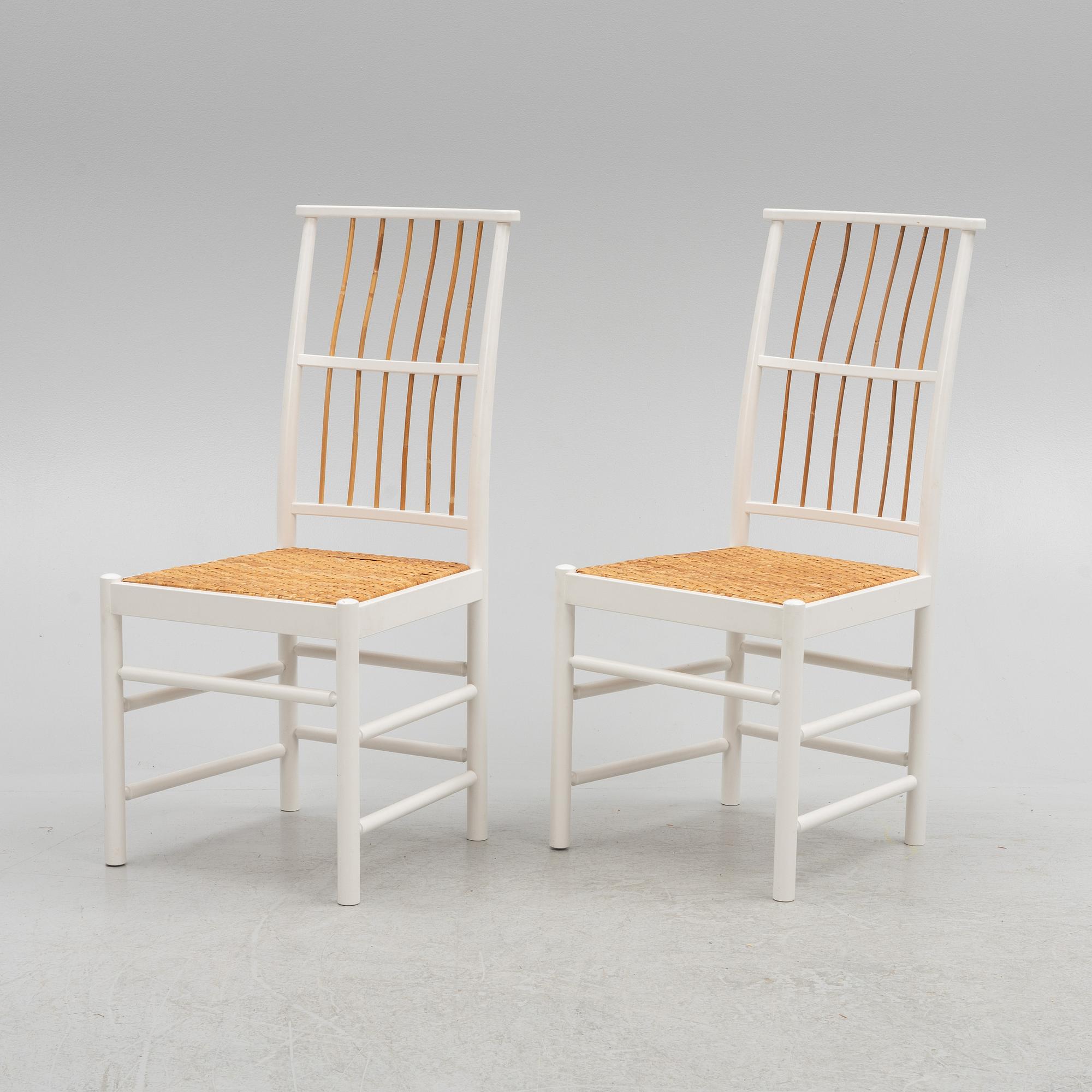 Josef Frank, a set of six dining chairs, model B 2025, Svenskt Tenn, Sweden.