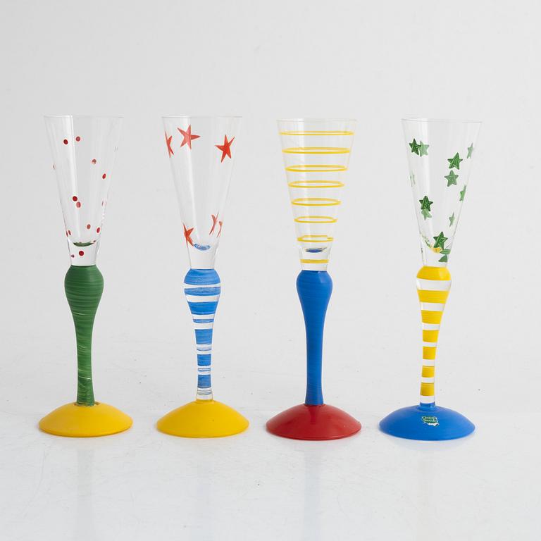 Anne Nilsson, a set of twelve 'Clown' schnapps glasses, Orrefors.