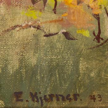 Esther Kjerner, oil on panel, signed and dated -43.