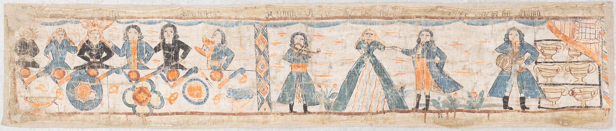 A south swedish folk art painting early 19th Century, tempera on canvas.