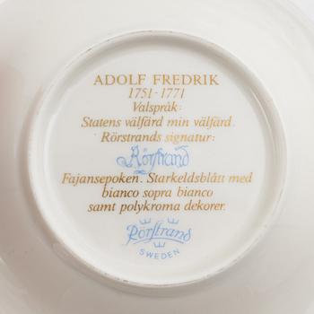 Crèmekoppar med lock och fat, 12 st, porslin, Rörstrand, 1900-talets andra hälft.