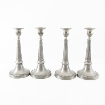 Berndt Oscar Santesson, candlesticks 4 pcs late 19th century tin.