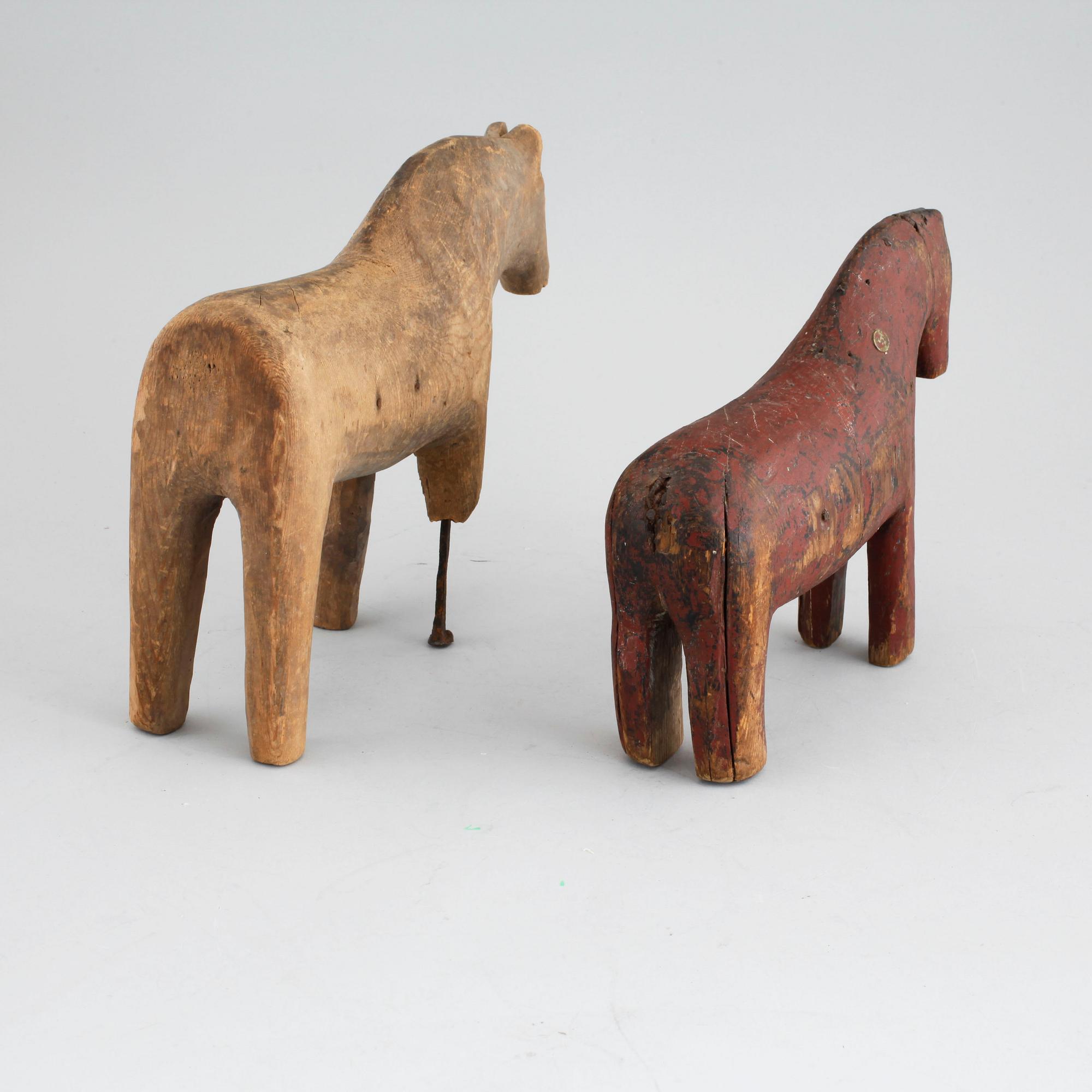 Two wooden horses, 19th century.