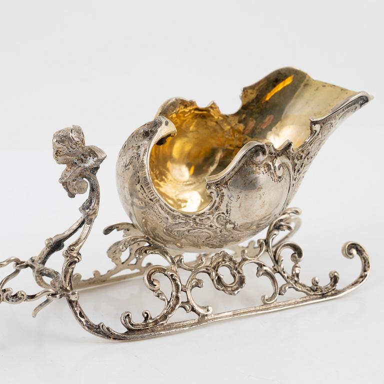 A parcel-gilt silver sculpture / bowl, Germany, Swedish import marks, 20th Century.