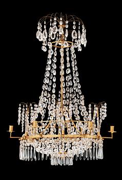 A North European circa 1800 six-light chandelier.