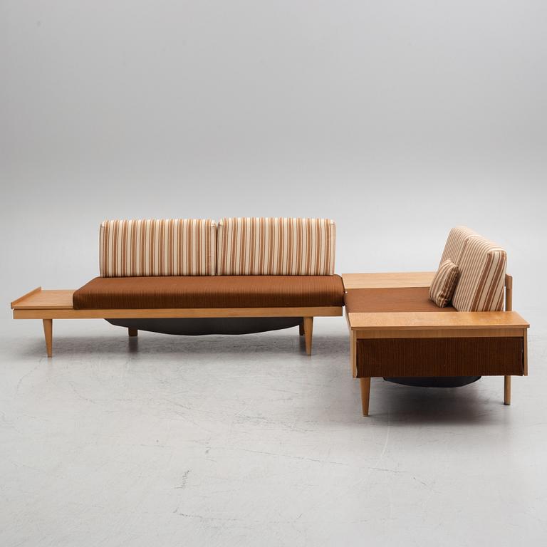 Ingmar Relling, sofas and side table "Svane", Ekornes Fabrikker A/S, Norway, 1970s.