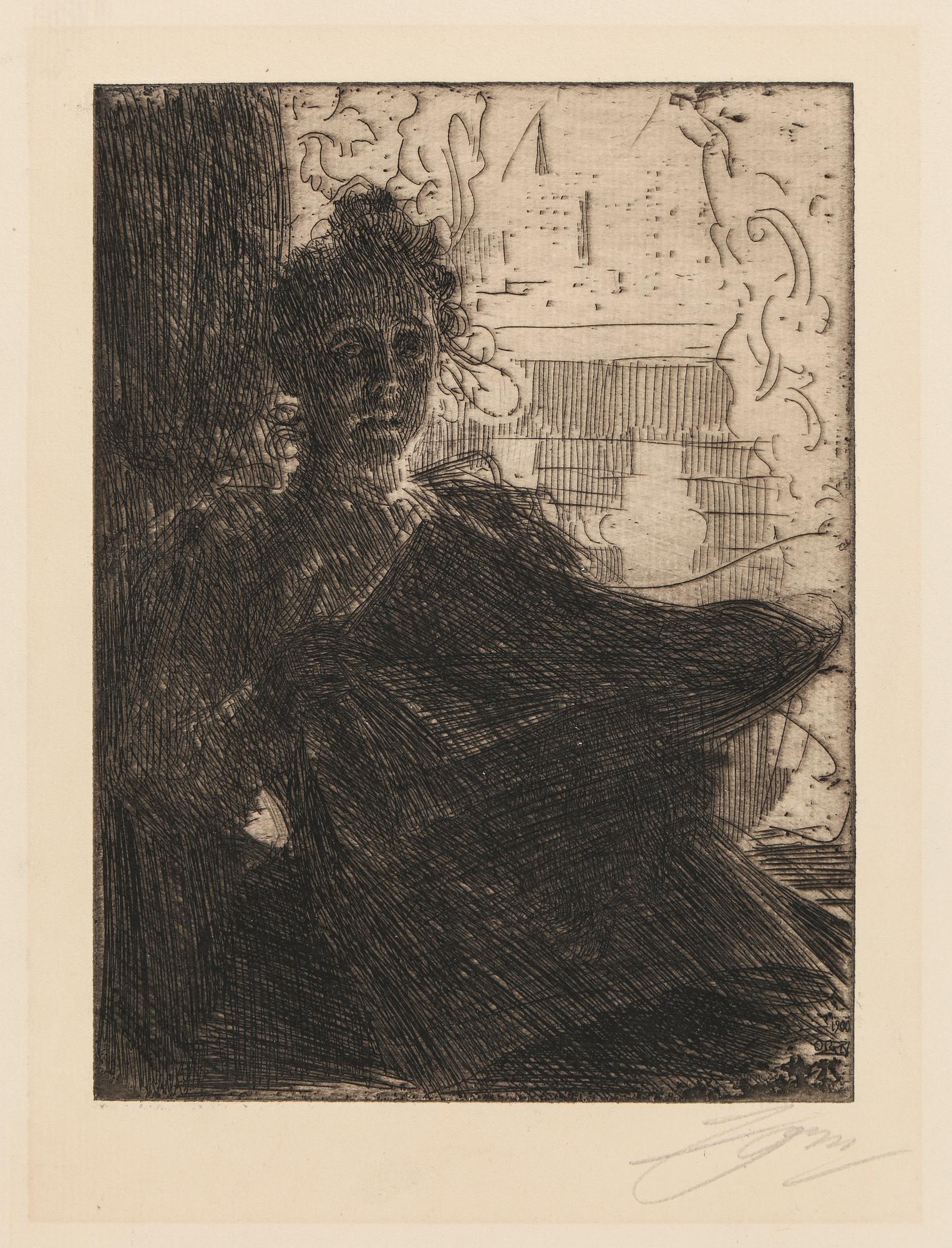ANDERS ZORN, etsning, 1900, signerad med blyerts.