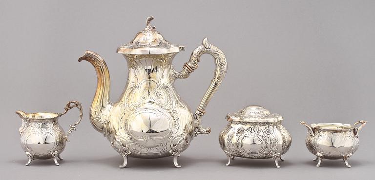 KAFFESERVIS, 4 delar, silver, 1900-talets andra hälft. Vikt 1478 g.