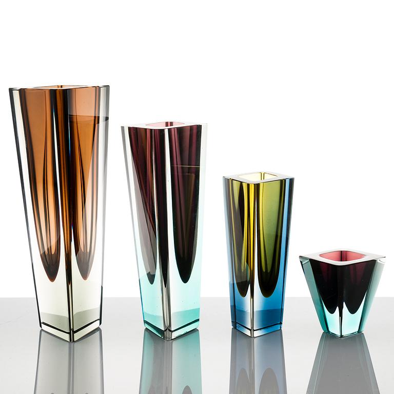 KAJ FRANCK, A set of four signed 'Prisma' vases.