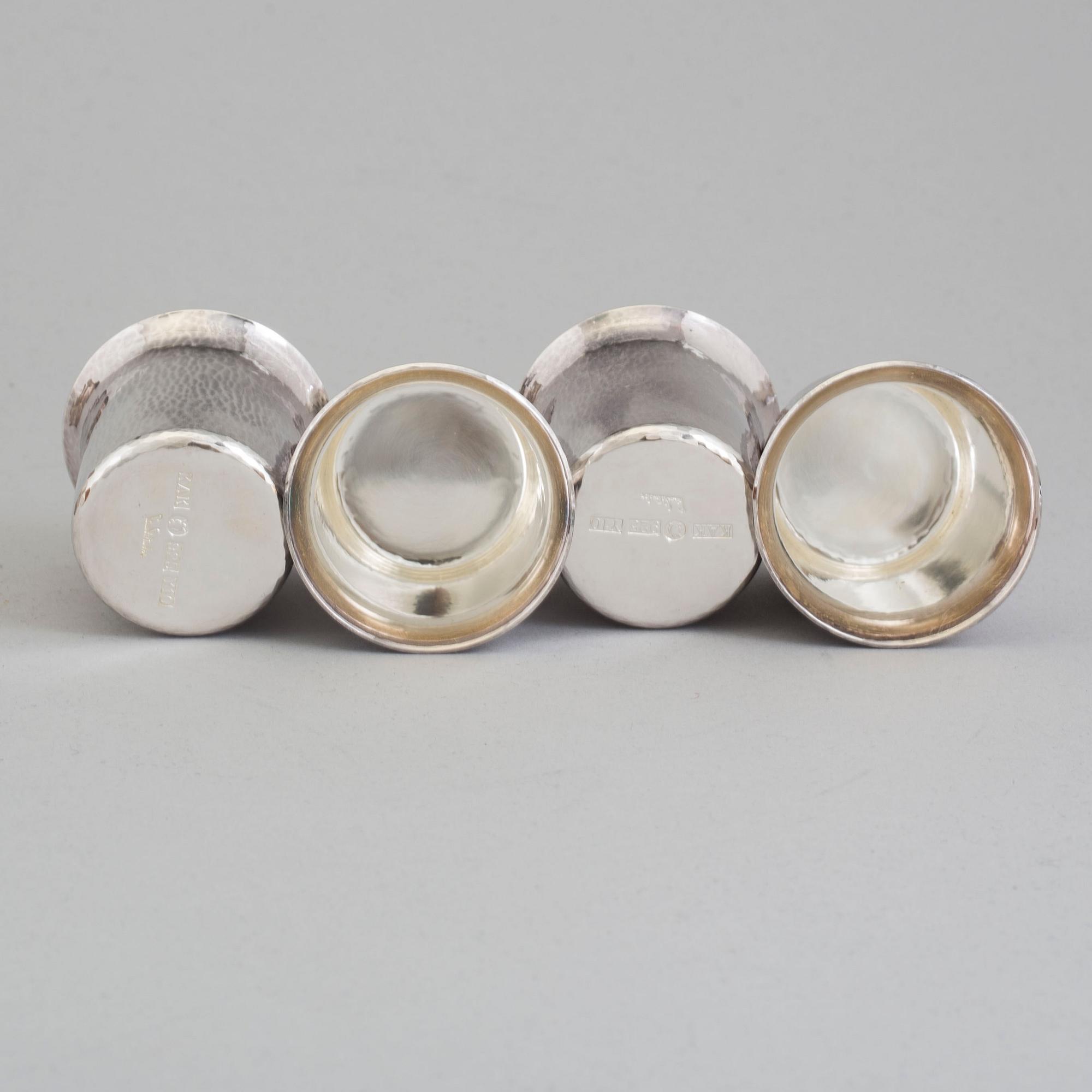 EINAR TELANDER, bägare, sex stycken, silver, 592 gram, 1990-tal.