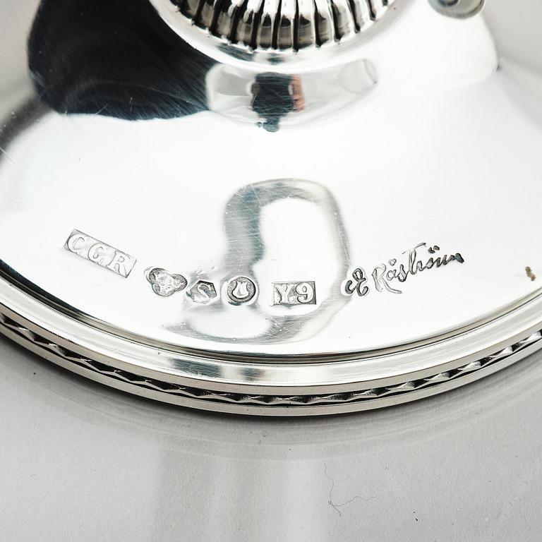 Eric Råström, four silver candlesticks, company CG Råström, Stockholm, Sweden 1965-1973.