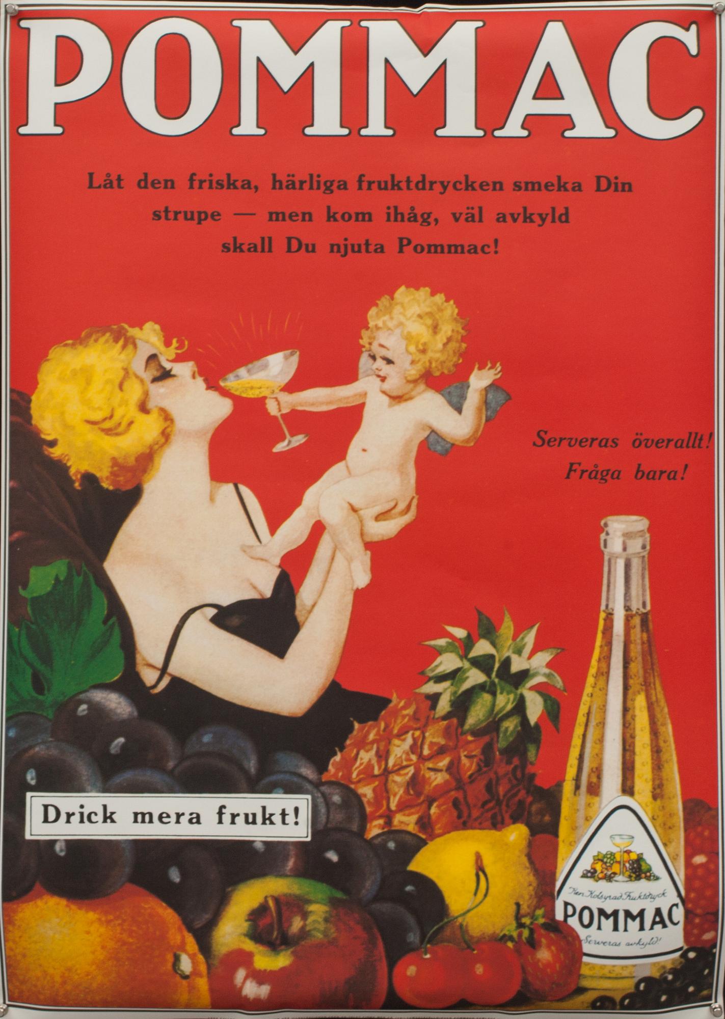 AFFISCHER, 4 st, Pommac-reklam, utgivna i samband med 75-års jubileum, katalog medföljer. 1994.
