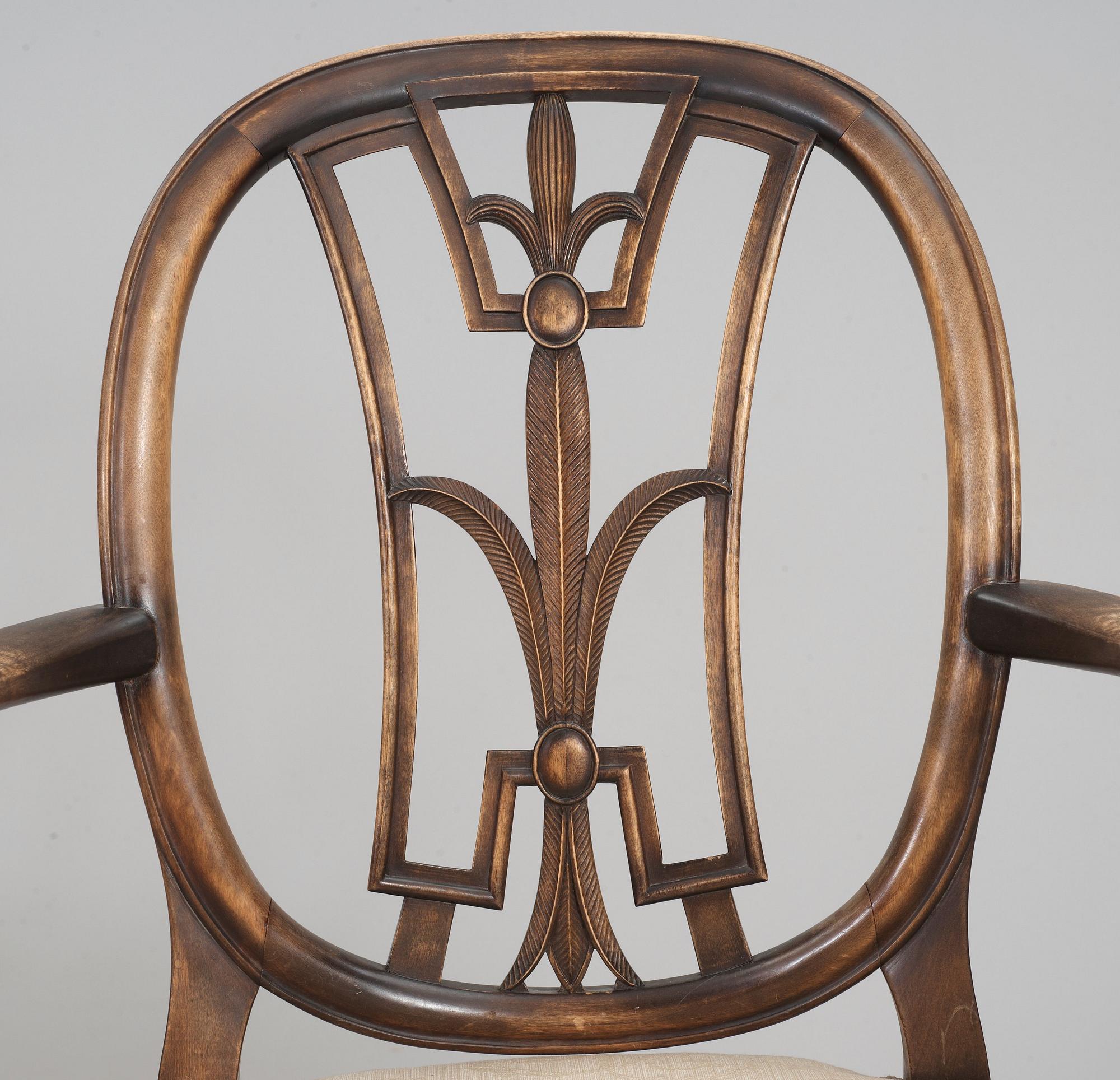 AXEL EINAR HJORTH, 4 stolar och ett par karmstolar "Östanå", Nordiska Kompaniet, 1929, Swedish Grace.