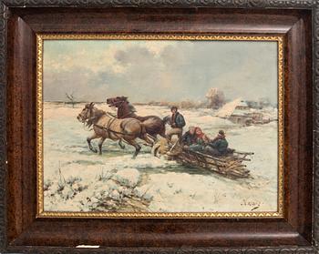 Unknown artist 20th century, Sleigh ride.